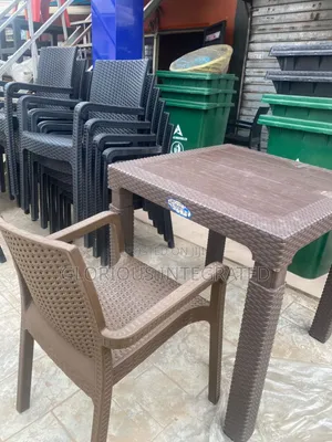 Outdoor Rattan Plastic Chairs and Table