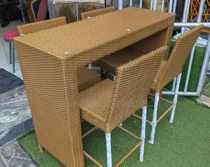 A Rattan Bar Stools Set