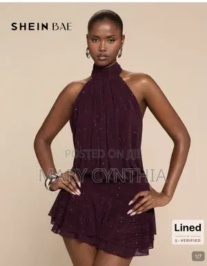 Wine Halter Neck Backless Dress