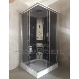 Luxury Corner Steam Shower Cabin With Massage Jets Rainfall Shower