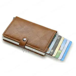 Anti Theft Metal Leather Card Holder