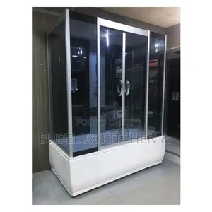 Luxury Black Glass Steam Shower Cubicle With Bathtub