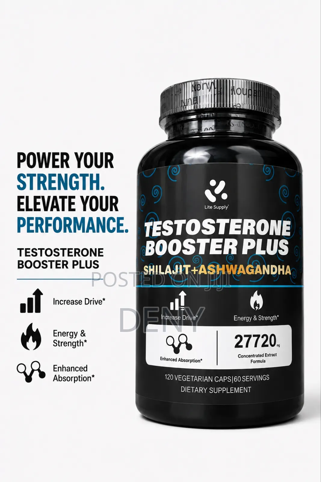 Lite Supply Testosterone Booster Plus 120 Capsules