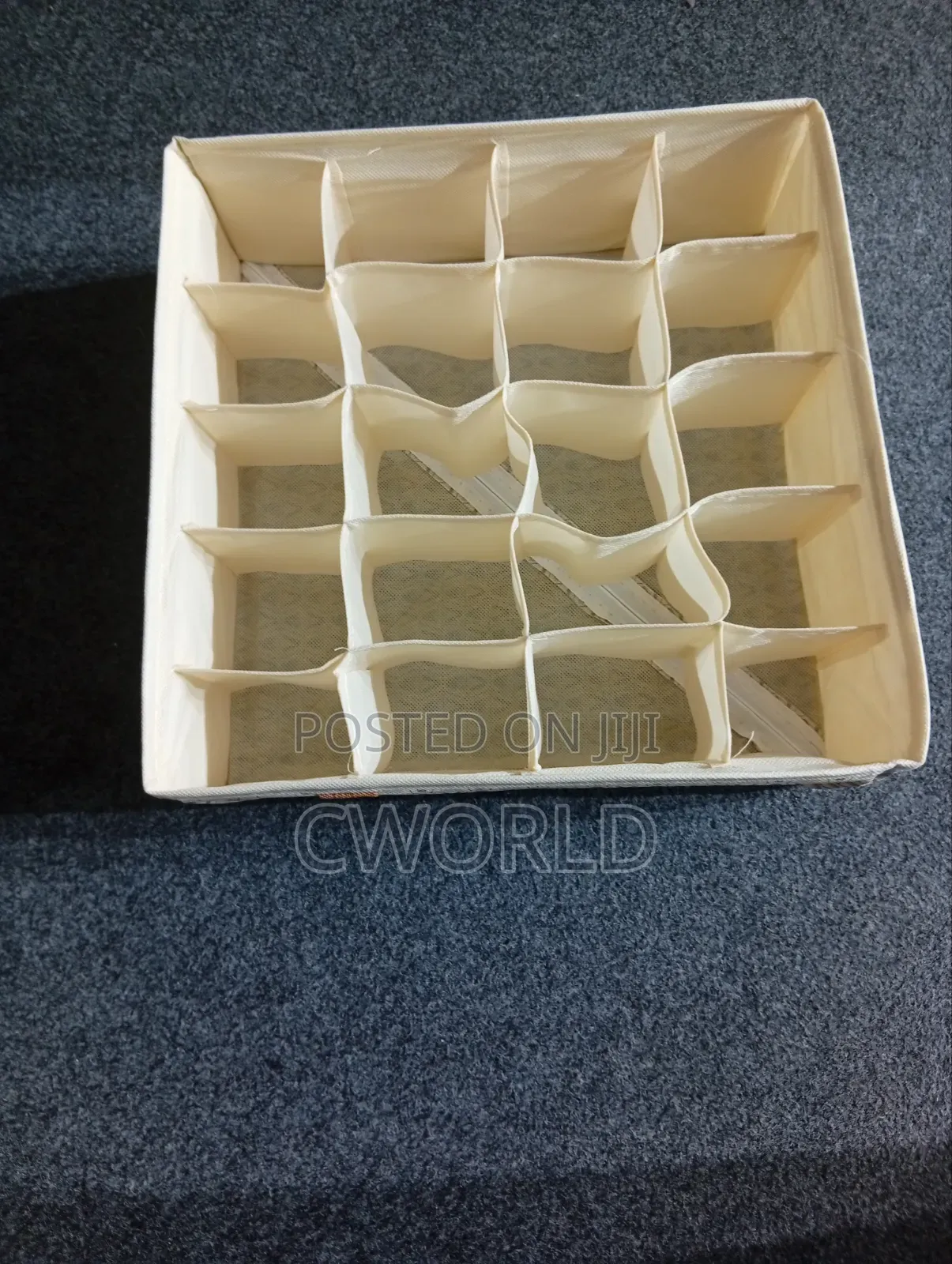 Beige Cream Fabric Storage Organizer