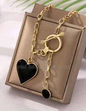 1pc Fashionable 3D Alloy Red Heart Gold Water Drop Pendant Necklace
