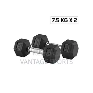7.5kg Hex Dumbbells Set (2pcs) – Rubber Coated Iron Weight Dumbbells