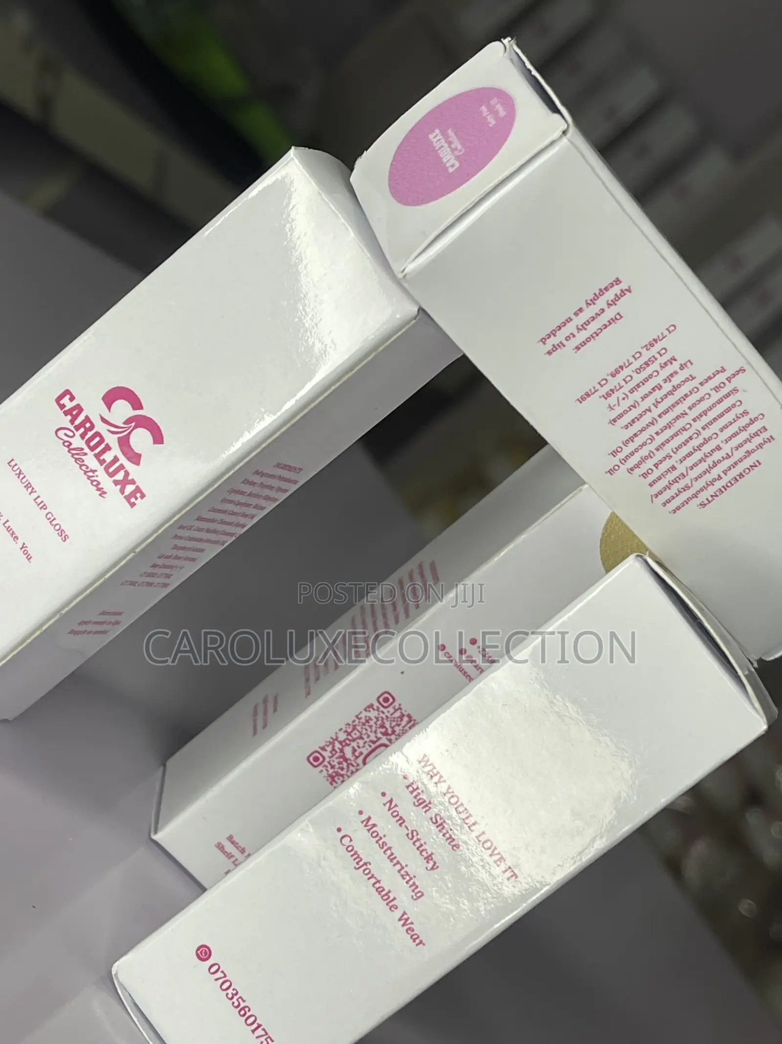 Caroluxe Blush Pink Lip Gloss – High Shine Hydrating Lip Gloss