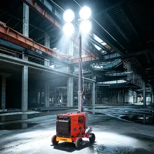 Mobile Light Tower With an Integrated Generator,