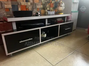 Modern Black White TV Console/Entertainment Cabinet With Storage.