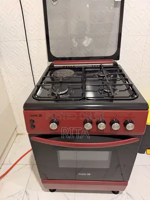Scanfrost 4-Burner Gas Cooker With Brand New Oven - Red and Black