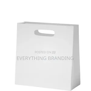 100pcs White A5 Kraft Paper Bags With Die Cut Handle for Shopping