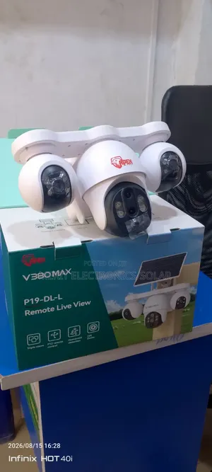V380 Max 3 Lens Solar CCTV Camera With Solar Panel