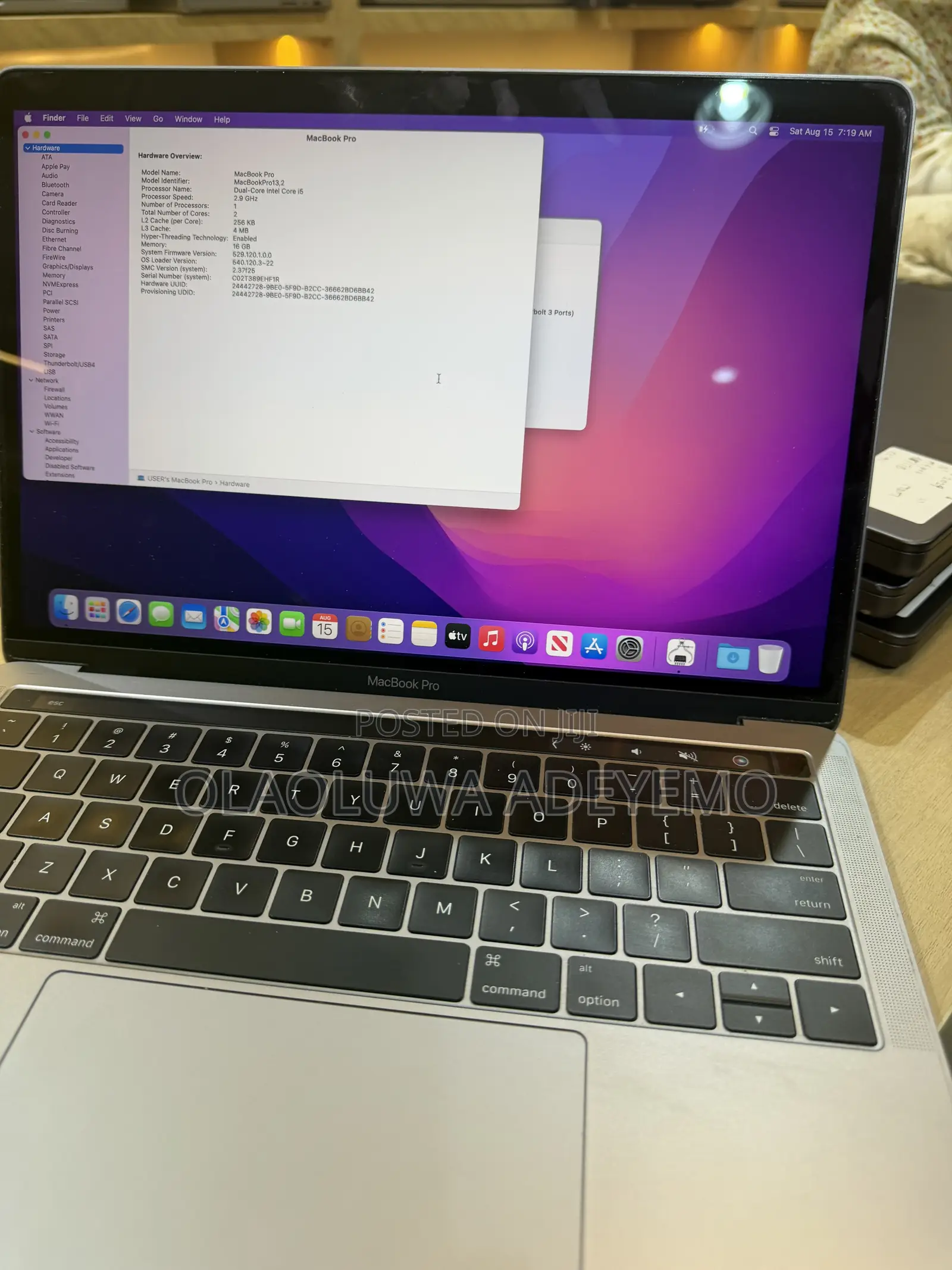 Laptop Apple MacBook Pro 2016 16GB Intel Core i5 SSD 512GB