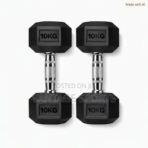 10KG Hexagon Rubber Coated Pure Iron Fixed Weight Dumbbell – Pair