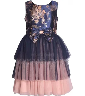 Original USA Made Ball Dress (Navy Blue Peach Mixed Design)