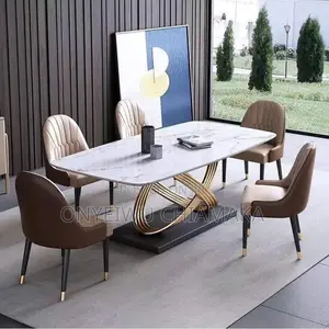 Modern Marble-Look Center Table 6 Seaters