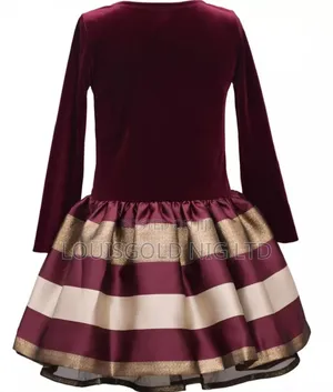 Bonnie Jean Long-Sleeve Velvet Taffeta Dress - Girls 5years