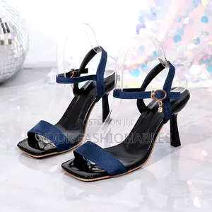 Blue Jewel Buckle Sandals (Size 7.5/8)