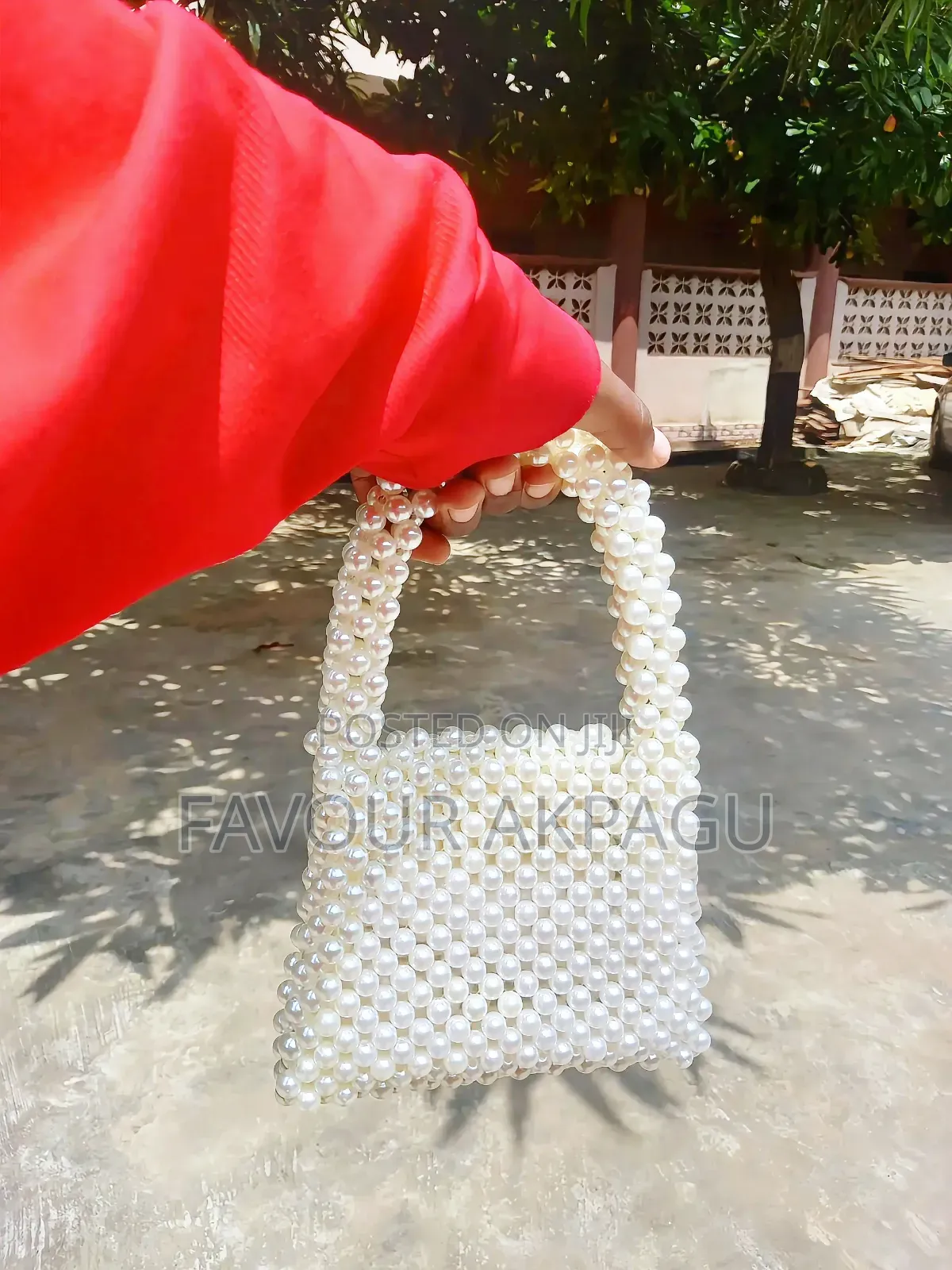 Handmade Pearl Beaded Mini Bag