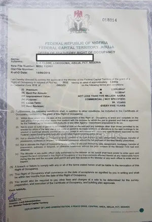 R/O 4 Hectares Land for Sell at Orozo, Abuja