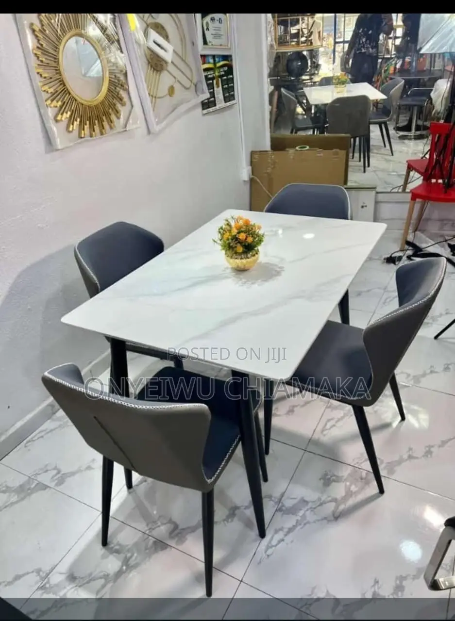 Modern 4-Seater Dining Table Set With Marble-Top