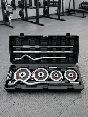 55kg Adjustable Dumbbell With Barbell Set With Free Gym Gloves