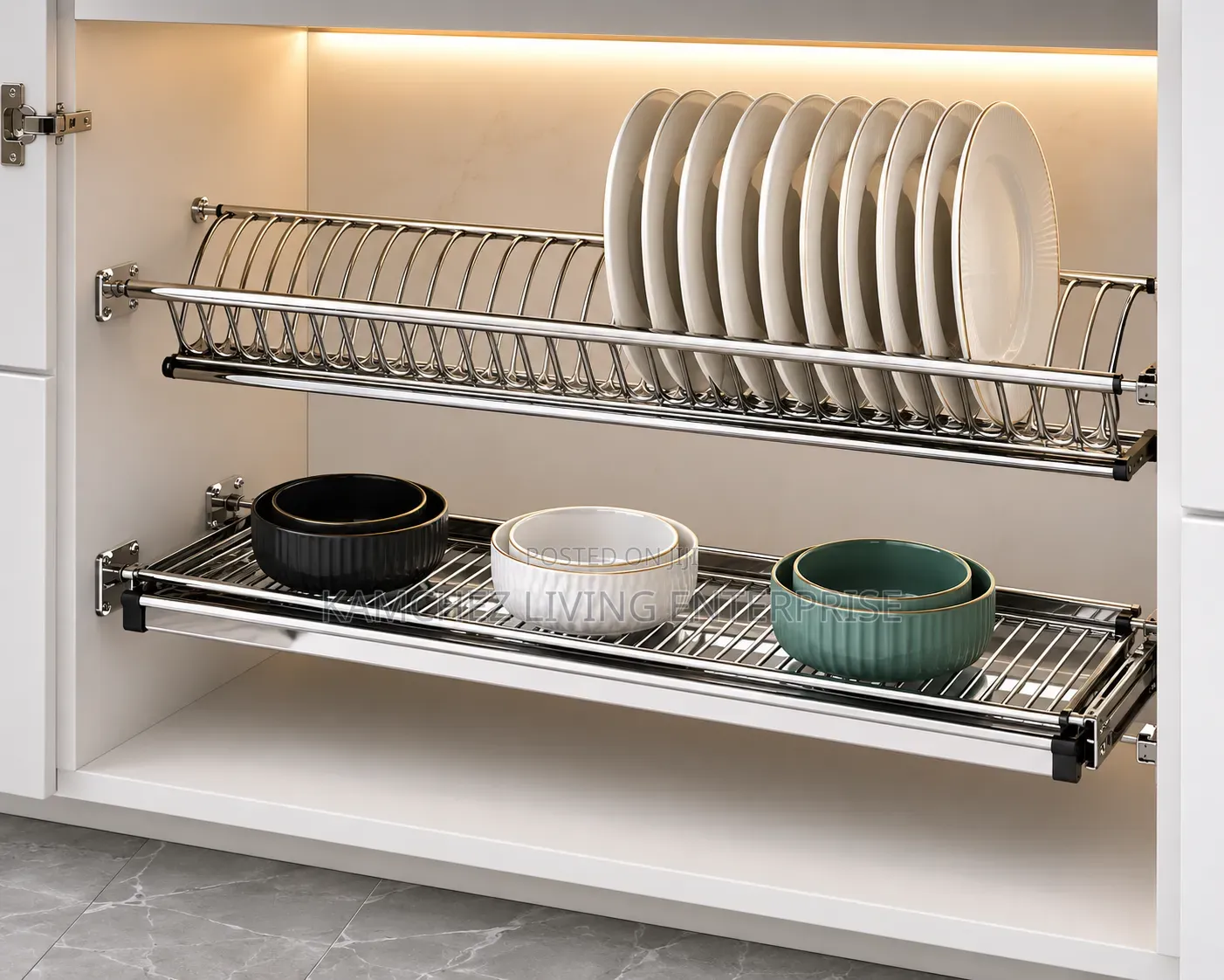 Premium Stainless Steel Two-Tier in-Cabinet Kitchen Dish Rack
