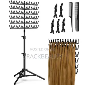 Professional Hair Extension and Attachment Stand With Clips Tripod