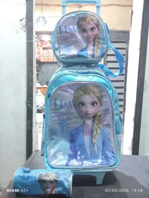 Elsa Trolley Backpack School Bag 3 in 1 Set
