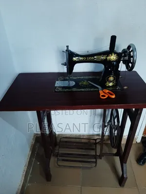 Neatly Used Two Lion Manual Sewing Machine With Treadle Stand