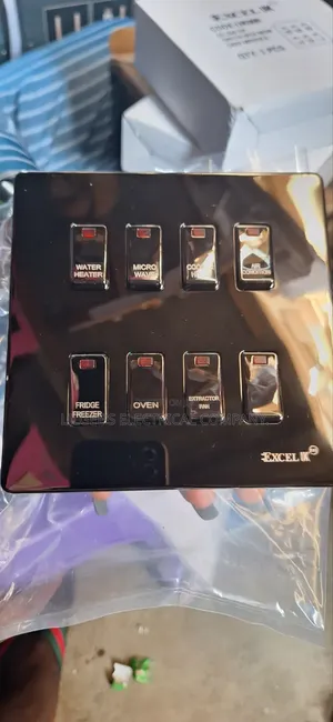 Premium Glossy Mirror Black 8 Gang Grid Switch