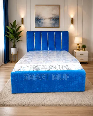 “Luxury Blue Velvet Upholstered Bed With 3 Seater Sofa,and Single