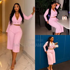 Women’s Pink Blazer Culotte Pants Set | Stylish 2-Piece”