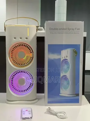Double Spray Mist Fan Portable – USB Air Cooler Fan With LED Remote