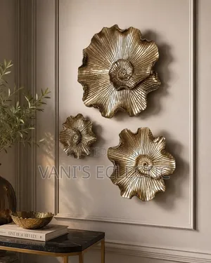Luxury 3D Gold Metal Lotus Flower Wall Art Decor (Set of 3)