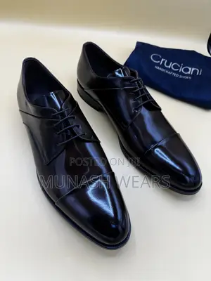 Original Italian Leather Cruciani Lace Up Shoe Available in Black And