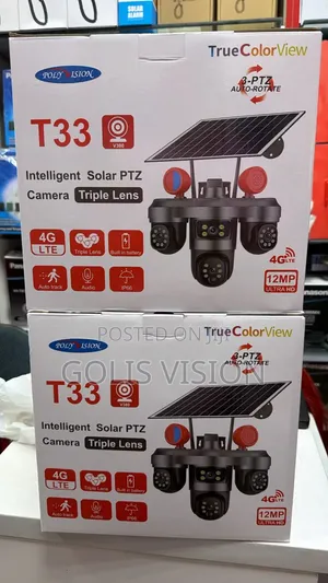 Polyvision 12MP T33 Intelligent Solar PTZ Camera (Triple Lens)