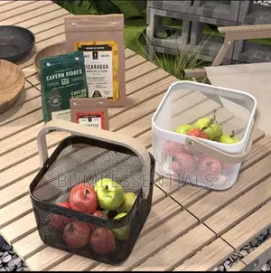 Storage Basket With Wooden Handle