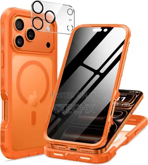 Seacosmo Magnetic for iPhone 17 Pro Max Case Drop Proof Cover, Orange