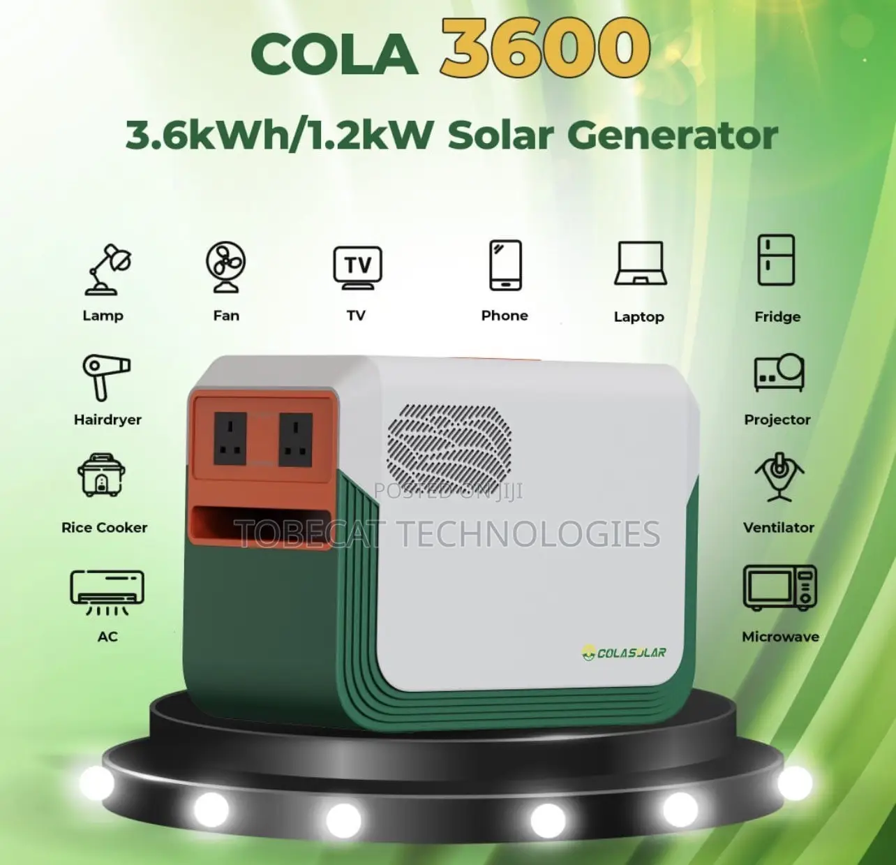 Cola 3600w/1200w Solar Generator