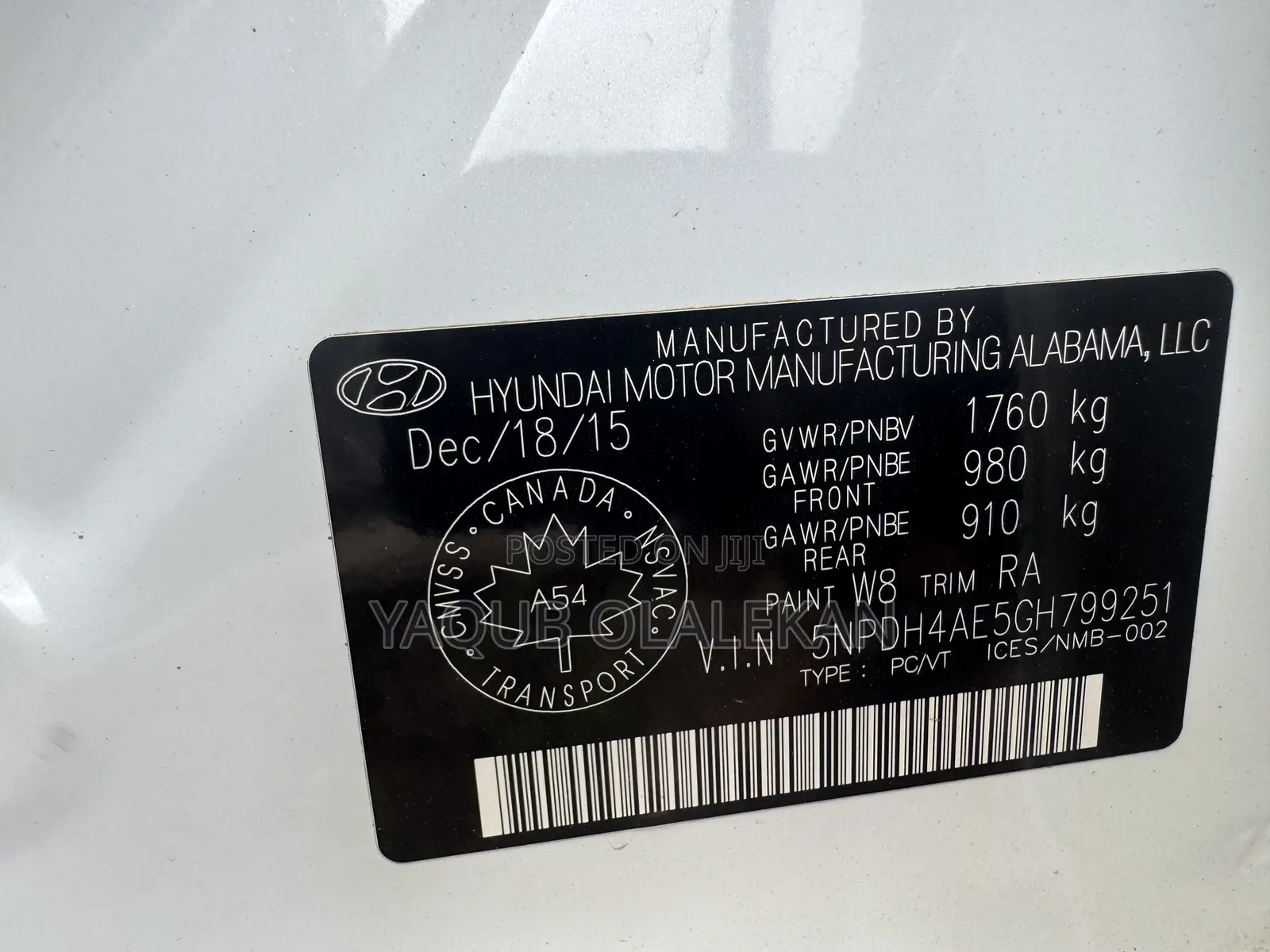 Hyundai Elantra 2016 White