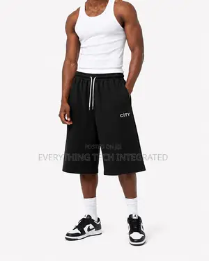 Loose Heather Black/Grey Drawstring Sweat Shorts