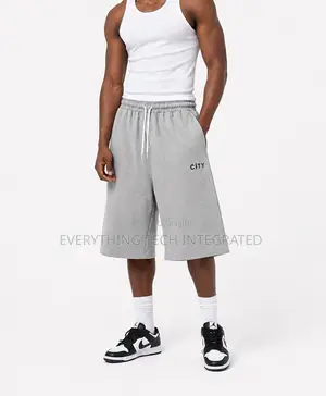 Loose Heather Black/Grey Drawstring Sweat Shorts