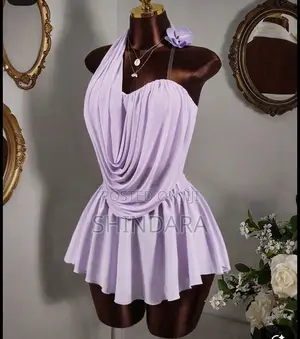 Elegant Women’s Cowl Neck Mini Dress – Lilac