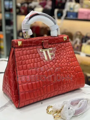 Luxury Red Crocodile-Pattern Ladies Handbag