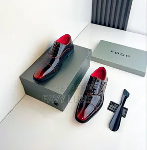 FDCP Glossy Burgundy Black Cap-Toe Oxford Dress Shoe 