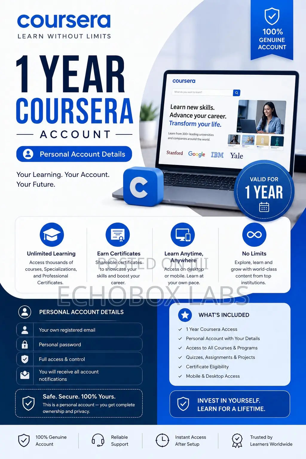 Coursera 1 Year Account