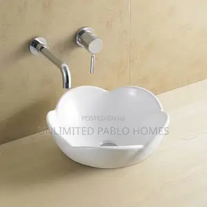 Ceramic Countertop Wash Hand Basin, White
