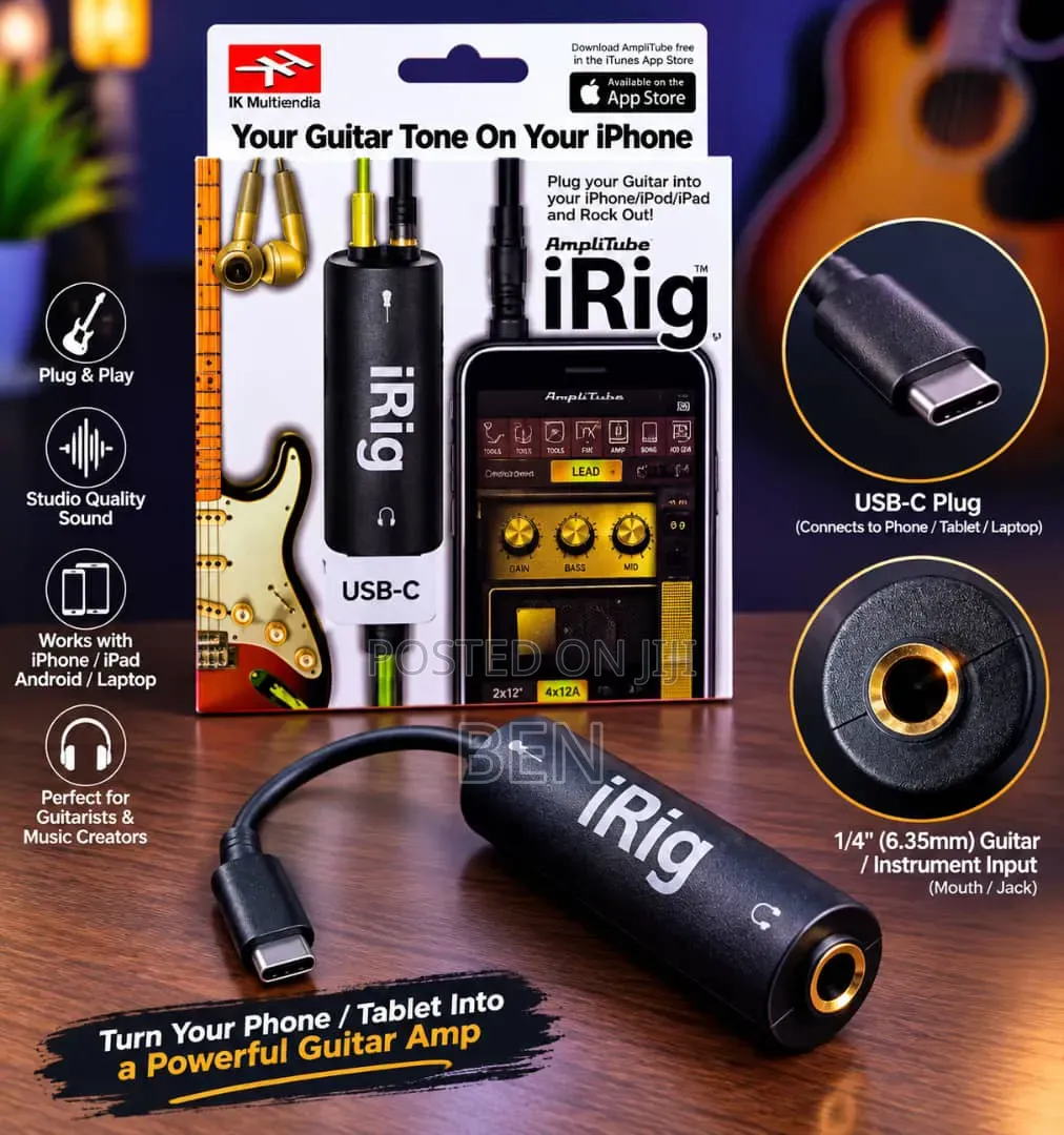 Generic Multimedia Type C Irig Guitar Adapter Interface Amplifier For