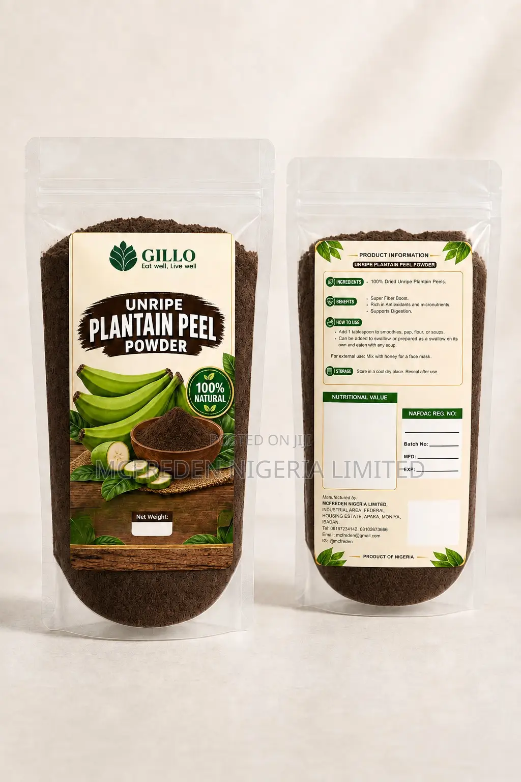 Unripe Plantain Peel Powder